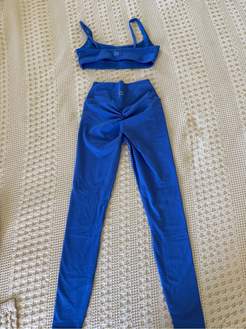 High-Rise Blue V-Waist Leggings - Picture 2 of 3